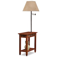 Rustic Rectangular End Table with Slate Tile and Swing Arm Lamp