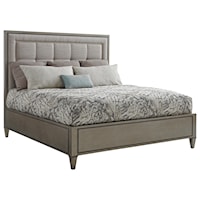 St. Tropez California King Size Upholstered Panel Bed in Satenay Gray Fabric