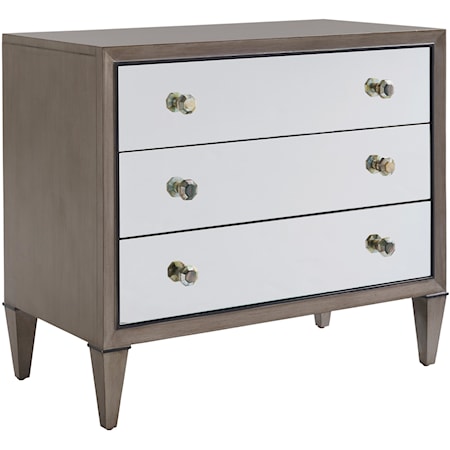 Divonne Mirrored Nightstand with Abalone Drawer Pulls