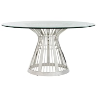 Riviera Stainless Dining Table Base With 60 Inch Glass Top