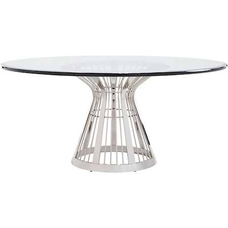 Riviera Stainless Dining Table With 72 Inch Glass Top