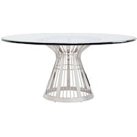 Riviera Stainless Dining Table With 72 Inch Glass Top