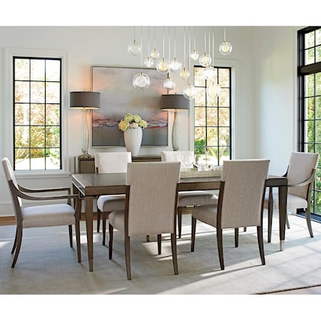Seven Piece Contemporary Dining Set with Chateau Table and Saverne Chairs