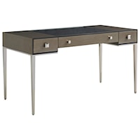 Foreau Writing Desk with Drop Front Keyboard Storage and Mirrored Top