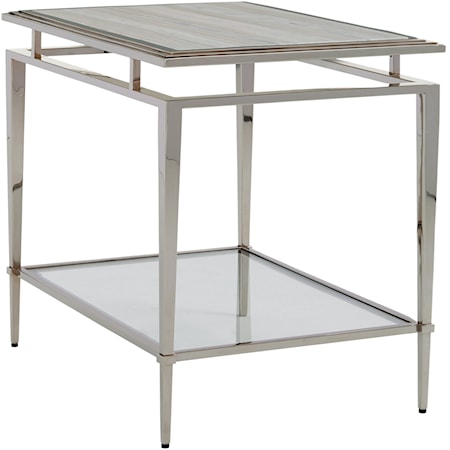 Athene Stainless End Table with Marble Top