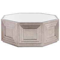 Rochelle Octagonal Cocktail Table with Silver Leaf and Mirrored Top