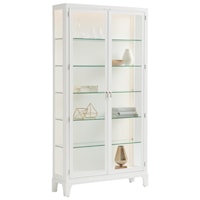 Lakeshore Full Length Glass Curio Cabinet (White) with Adjustable Shelves and and LED Lights