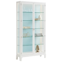 Lakeshore Full Length Glass Curio Cabinet (Sky Blue) with Adjustable Shelves and and LED Lights