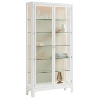 Lakeshore Full Length Glass Curio Cabinet (Taupe) with Adjustable Shelves and and LED Lights