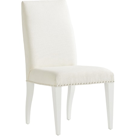 Darien Upholstered Side Chair in Arctic White Fabric