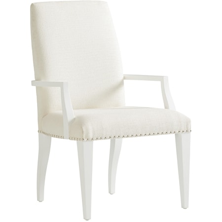 Darien Upholstered Arm Chair in Arctic White Fabric
