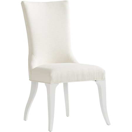 Geneva Upholstered Side Chair in Arctic White Chenille Fabric