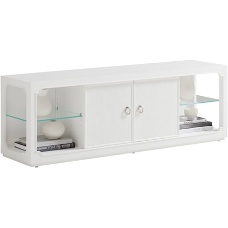 Hamilton TV Stand with Sliding Doors and and Curio Display