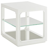 Glenwood End Table with 1 Glass Shelf and Mirrored Bottom