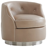 Robertson Swivel Chair with Contrast Buttons and Polished Nickel Plinth Base