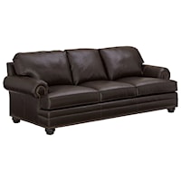 Tyson Customizable 3-Cushion Sofa (Panel Arms, Wood Bun Feet, Nailheads)