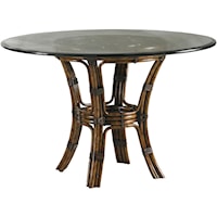 Barbosa Dining Table with 48-Inch Round Glass Top & Leather-Wrapped Rattan Base