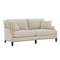 Transitional Ashton Demi Sofa with Flared Arms and Nailheads