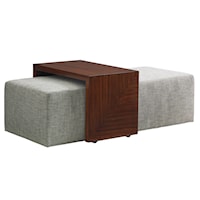 Broadway Cocktail Ottoman with Sliding Wood Tray