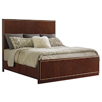 Carlyle California King- Sized Panel Bed with Quartered Zebrano Herringbone Pattern