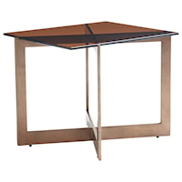 Apeture End Table with Amber-Tinted Glass Top