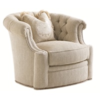 Feroni Swivel Tub Chair with Tufted Back and Nailheads