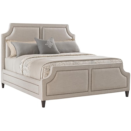 King Chadwick Upholstered Bed with Brass Nailheads