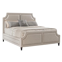 Cal King Chadwick Upholstered Bed with Brass Nailheads