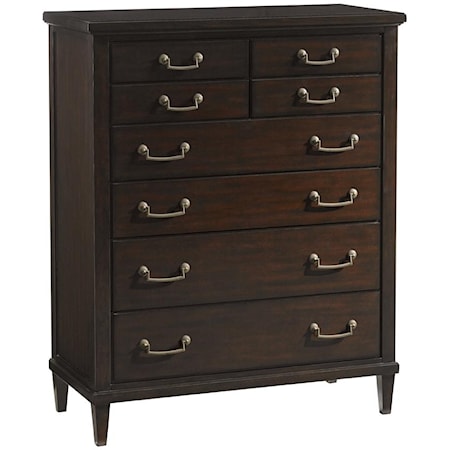 Transitional Parker Eight Drawer Chest with Jewelry Storage