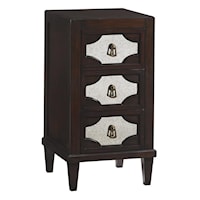 Transitional Lucerne Mirrored Nightstand with Three Drawers