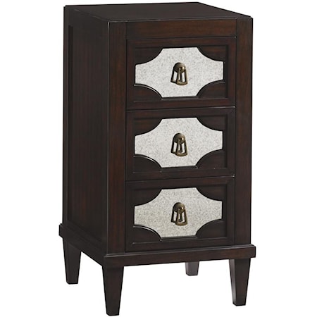 Transitional Lucerne Mirrored Nightstand with Three Drawers
