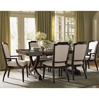 Seven Piece Dining Set with Chairs Upholstered in Odessa Fabric