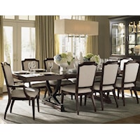 Eleven Piece Dining Set with Chairs Upholstered in Odessa Fabric