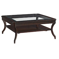 Transitional Warner Square Cocktail Table with Beveled Glass Top