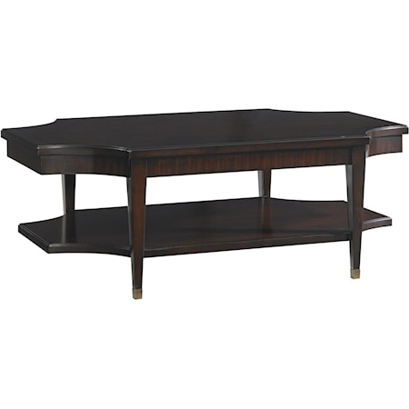 Transitional Richmond Rectangular Cocktail Table with Burnished Brass Ferrules
