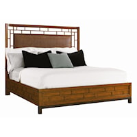 California King-Size Paradise Point Bed with Wood Framed Woven Rattan Panel