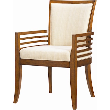 Customizable Kowloon Arm Chair with Horizontal Slats