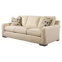 Contemporary Sofa with Block Wood Feet