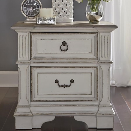 Traditional 2 Drawer Nightstand with Built In Charging Station