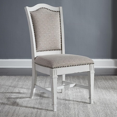 Traditional Upholstered Side Chair with Nail Head Trim