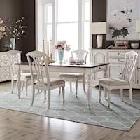 Traditional 5-Piece Rectangular Table Set with Storage and Splat Back Chairs