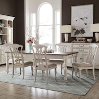 Traditional 7-Piece Rectangular Table Set with Storage and Splat Back Chairs