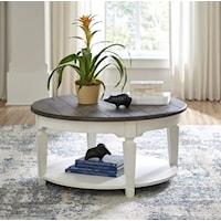 Modern Farmhouse Round Cocktail Table with Casters