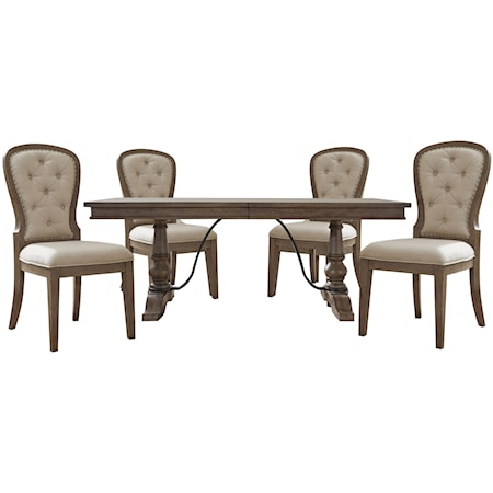 Rectangle Table and Tufted Chair