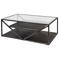 Contemporary Rectangular Cocktail Table with Glass Top