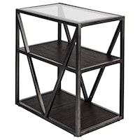 Contemporary Chair Side Table with Glass Top