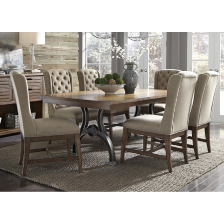 7 Piece Trestle Table Set