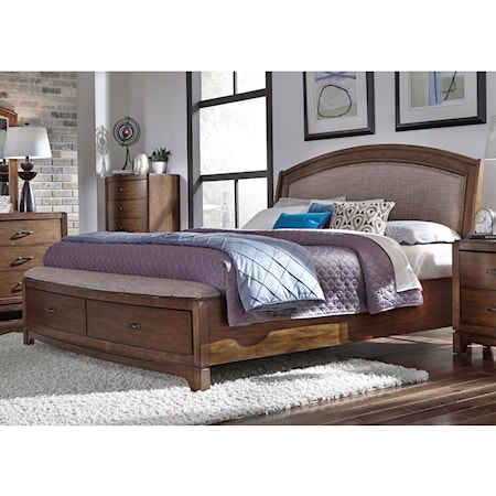 Queen Storge Bed with Upholstered Headboard