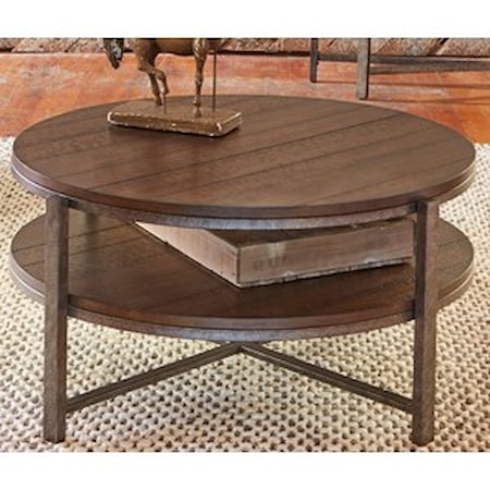 Round Cocktail Table with Shelf