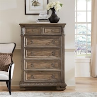Transitional 5-Door Chest with Felt-Lined Top Drawers